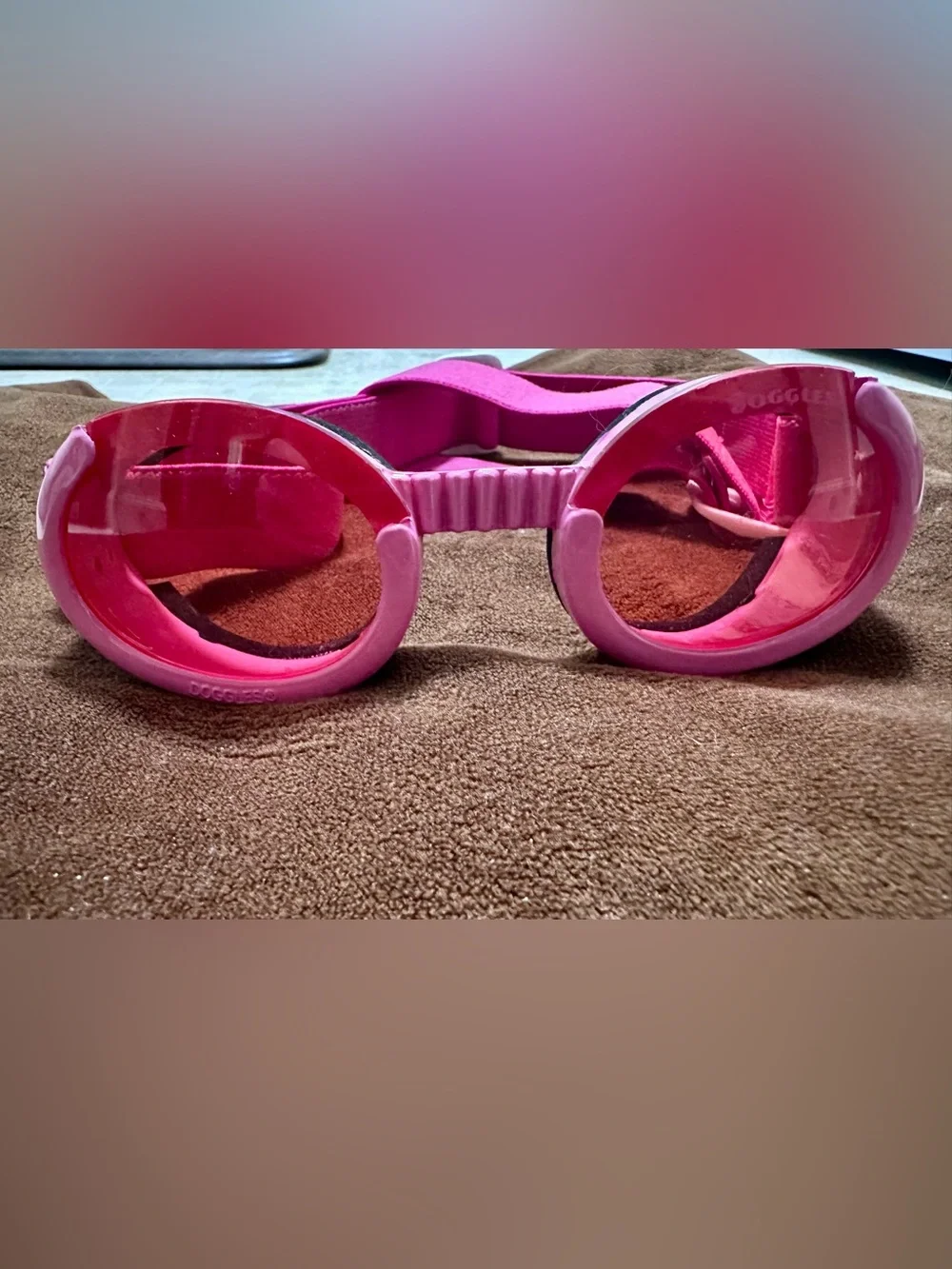 Doggles Protective Dog Eyewear-Pink Frame/Lens-100% UV Block Sunglasses-Size M